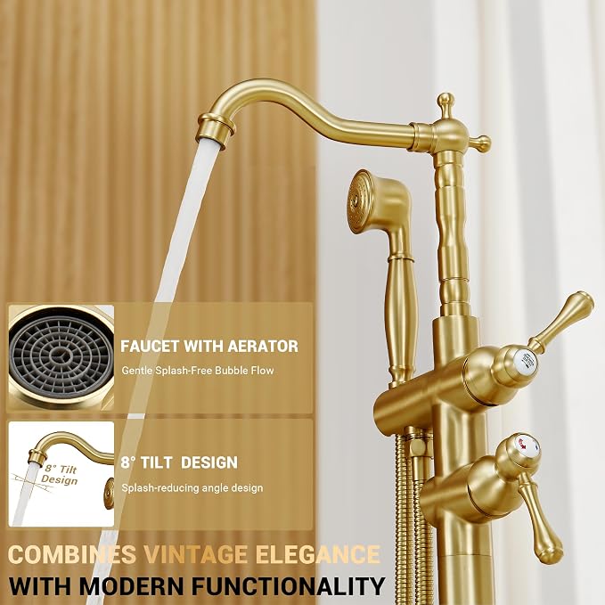 Freestanding Tub Faucet Sets, JetsBath Floor Mount BathTub Filler - Image 4