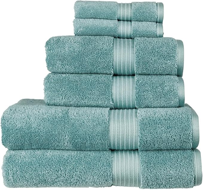 Christy Supreme Hygro 6 Piece Towel Set | Mineral Blue | 100% Luxury Supima by Christy