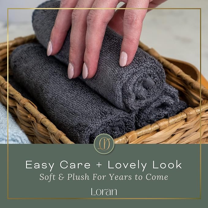 Charcoal Grey Washcloths Set of 6 Soft Facial Cloths 10” x 10” 100% Viscose - Image 9