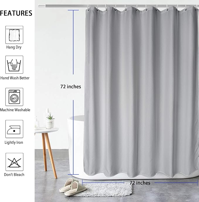 AooHome Waffle Weave Polyester Shower Curtain - Image 3