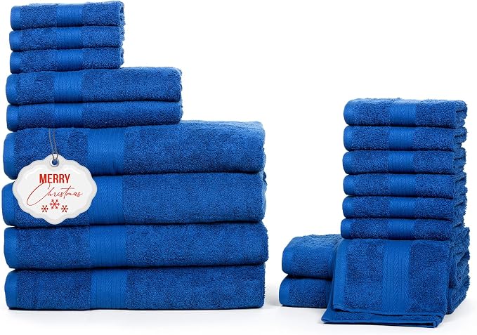 Ample Decor Bathroom Towel Set of 18-4 Hand Towel, 4 Bath Towel, 10 Wash Cloths by AmpleDecor