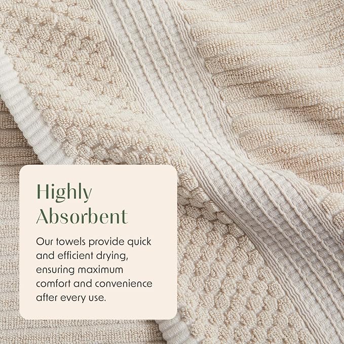 Springtree Home 100% Cotton Bath Towel Set | 6 Piece Set | Absorbent & - Image 9