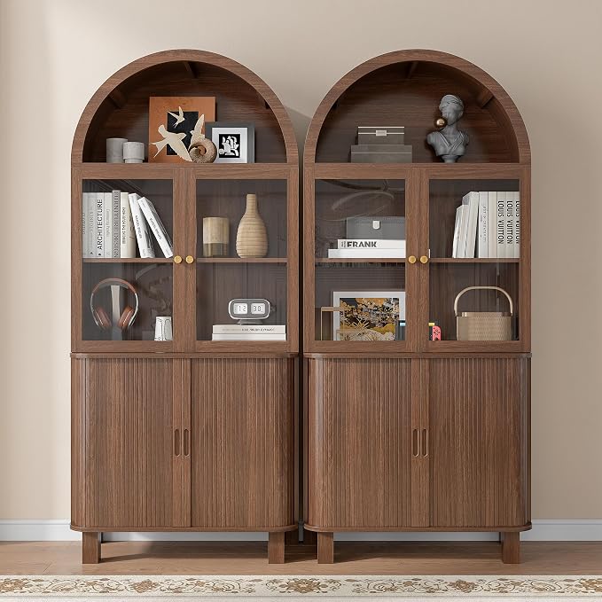 Alohappy Arched Kitchen Pantry, Modern Wood Kitchens Storage Cabinets - Image 9