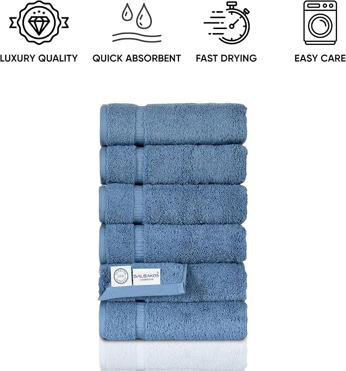 SALBAKOS 100% Turkish Cotton Hand Towel Set of 6 16x30 inch | Heirloom Quality - Image 5