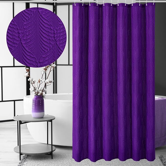 Gibelle Purple Shower Curtain for Bathroom, 3D Embossed Textured Fabric Shower by Gibelle