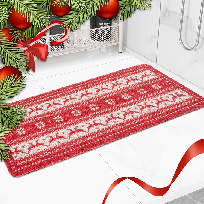 Christmas Non-Slip Bathtub Mat, Anti Slip Shower Mat, Fast Drying Bathtub Mats by Hargiis