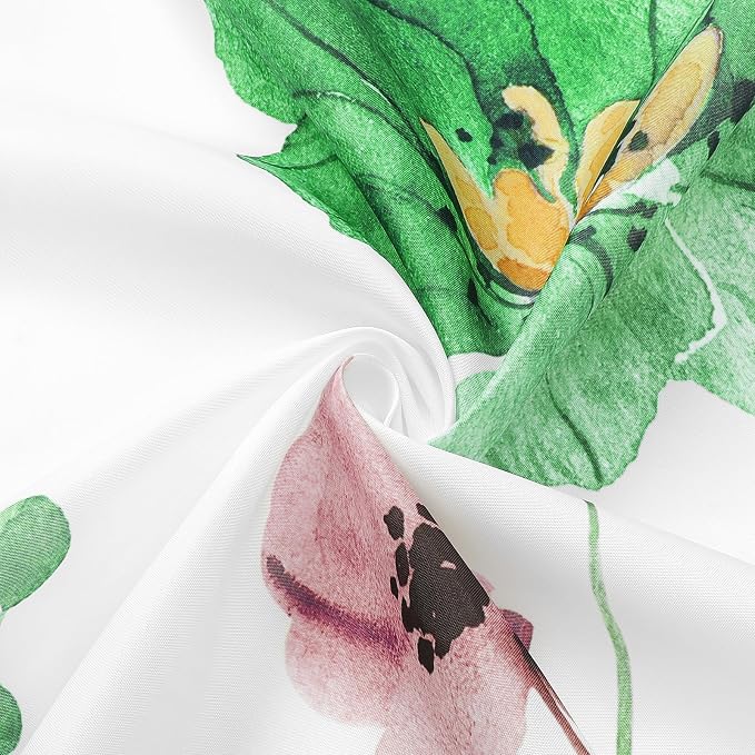 Gibelle Watercolor Floral Shower Curtain, Emerald Green Beige Flower Shower - Image 4