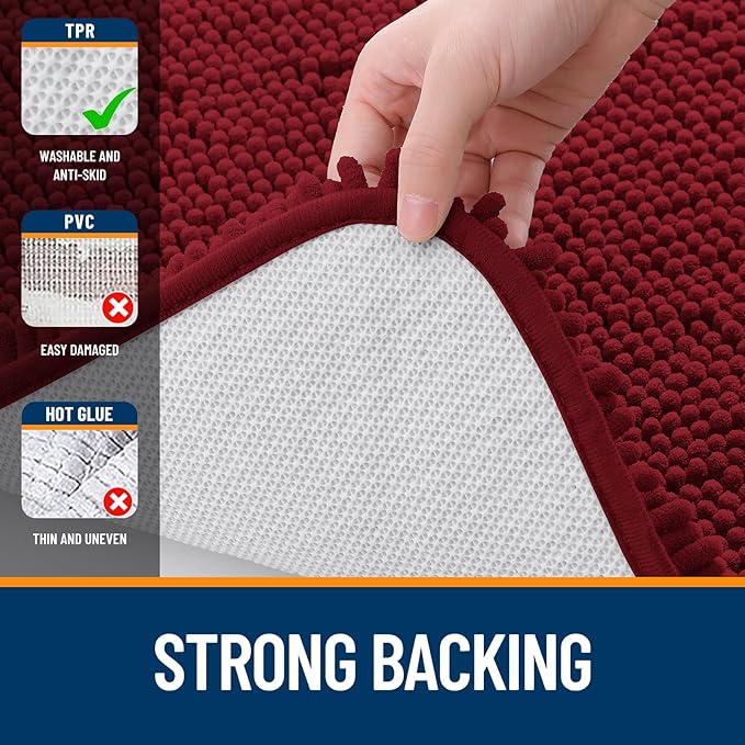OLANLY Bathroom Rugs 47x20, Extra Soft Absorbent Chenille Bath Rugs, Rubber - Image 6