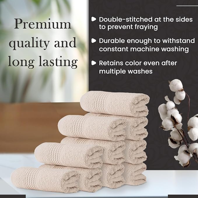 HALLEY Turkish Cotton Towels Washcloths Super Soft Highly Absorbent 100% Cotton - Image 5