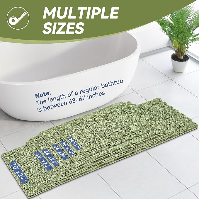 Bcoimo 48"×24" Chenille Bath Mat – Non-Slip - Image 2