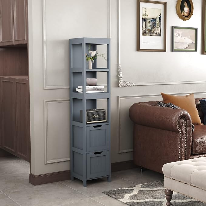 HOMEFORT Bathroom Storage Cabinet, Slim Tall Cabinet, Narrow Floor Cabinet - Image 5