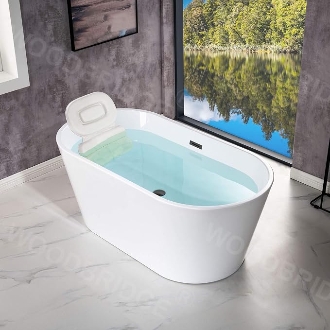 WOODBRIDGE BTA1514-MB-Drain &O+ Pillow Bathtub by WOODBRIDGE