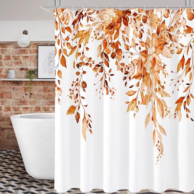 Gibelle Extra Long Shower Curtain 72 x 84, Fall Watercolor Plant Eucalyptus by Gibelle
