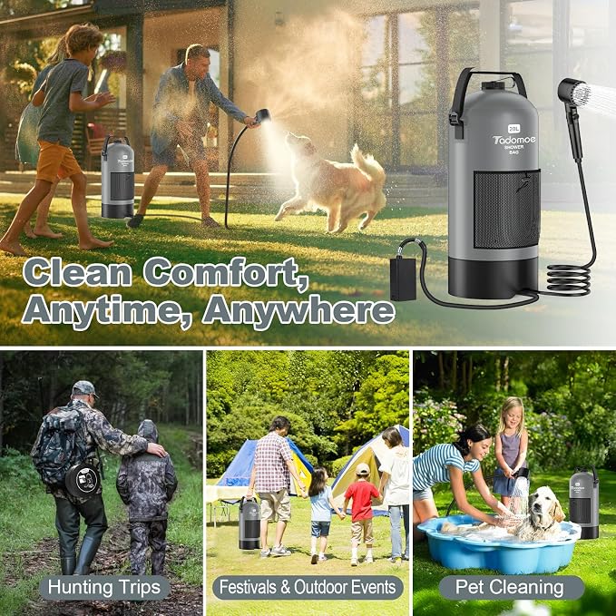 Portable Shower for Camping, 5 Gal/20 L Solar Heating Camping Shower Bag - Image 7