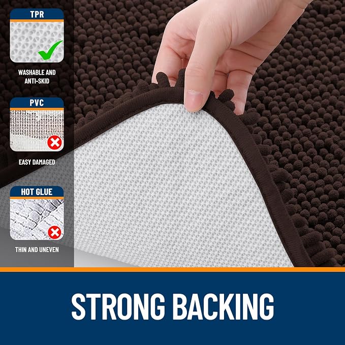 OLANLY Bathroom Rugs 44x24, Extra Soft Absorbent Chenille Bath Rugs, Rubber - Image 6