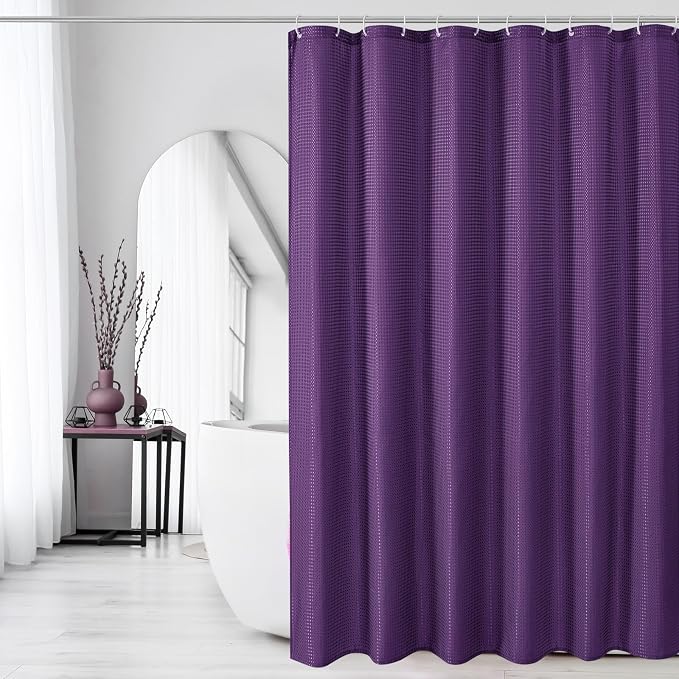 Gibelle Extra Long Shower Curtain 72 x 84, Tall Waffle Weave Textured Fabric - Image 6