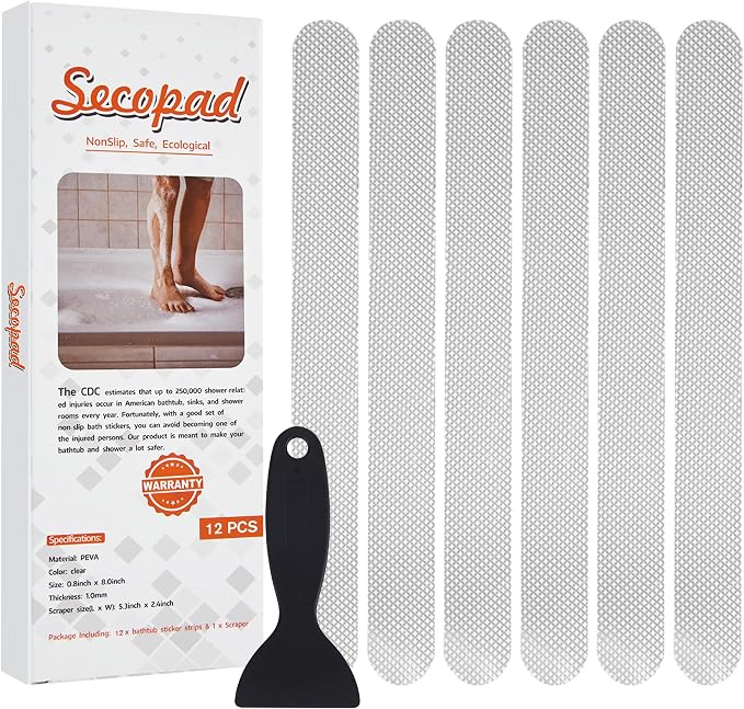 Anti Slip Shower Stickers 24 PCS Safety Bathtub Strips Adhesive Decals by Secopad