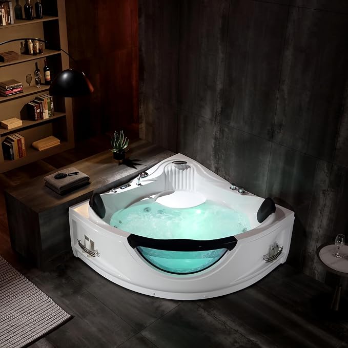 Empava 2 Person Whirlpool Bathtub, Corner Jetted Bathtub - Image 9