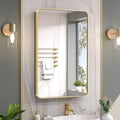 Keonjinn 20 x 32 Inch Gold Mirrored Medicine Cabinet, Recessed Medicine Cabinets by Keonjinn