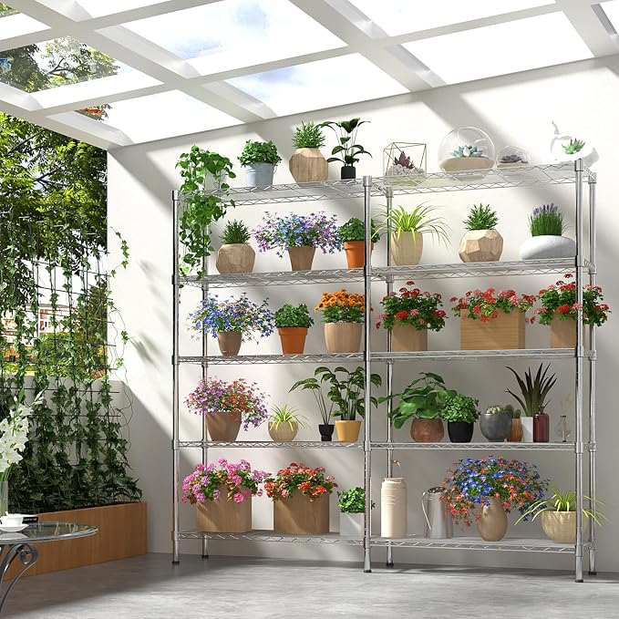 5 Tier Storage Racks Shelving, Heavy Steel Pantry Shelves, Adjustable Wire - Image 5