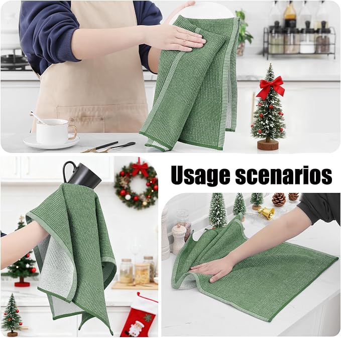 Homaxy Premium Kitchen Towels, Large Cotton Kitchen Hand Towels, Flat and Terry - Image 4