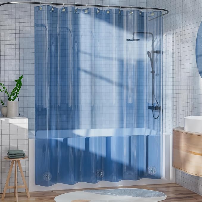 AmazerBath Shower Curtain Liner, 100% EVA Soft Clear Blue Heavy Duty Shower - Image 8