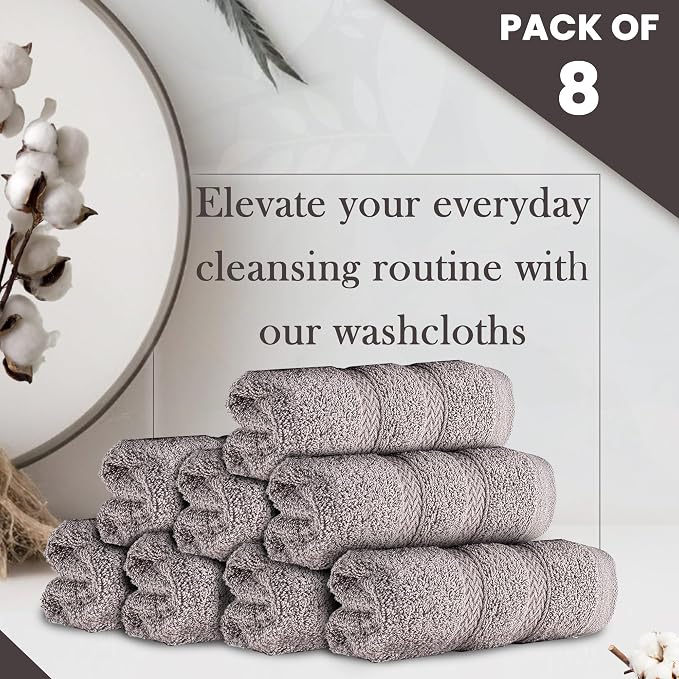 HALLEY Turkish 8 Pack Premium Washcloths 650 GSM Highly Absorbent Super Soft - Image 2