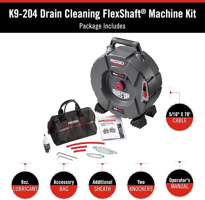 RIDGID 64273 Model K9-204 FlexShaft Drain Cleaning Machine Kit - Image 7