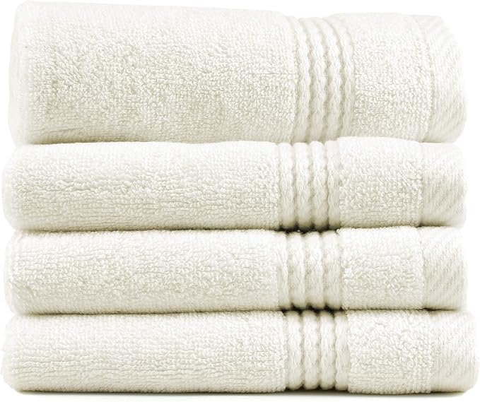 EastNBlue Lara 100% Turkish Cotton Washcloths 4 Pack, Extra Soft & Absorbent by EastNBlue