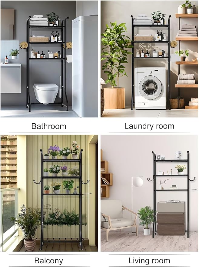 3-Tier Over The Toilet Storage Shelf，Bathroom Organizers and Storage Over - Image 7