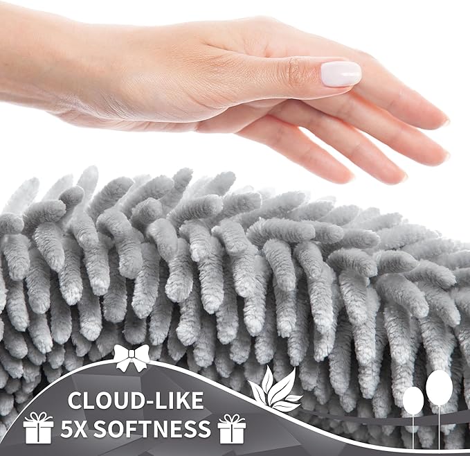 Yimobra Chenille Bathroom Rugs Non Slip, Extra Thick Soft Absorbent Bath Rug - Image 5