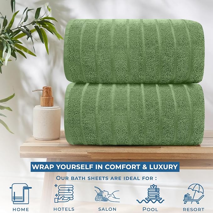 DAN RIVER Pack of 2 Bath Sheet 35x70 Inches, Extra Large Ribbed Quick Dry Bath - Image 5