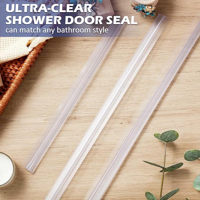 Frienda 4 Pcs Shower Door Bottom Seal 1/4" x 36'' Clear PVC Glass Door Sweep - Image 6