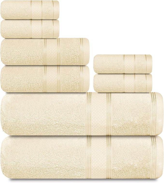 Casa Lino Bath Towel Set of 8 by CASALINO