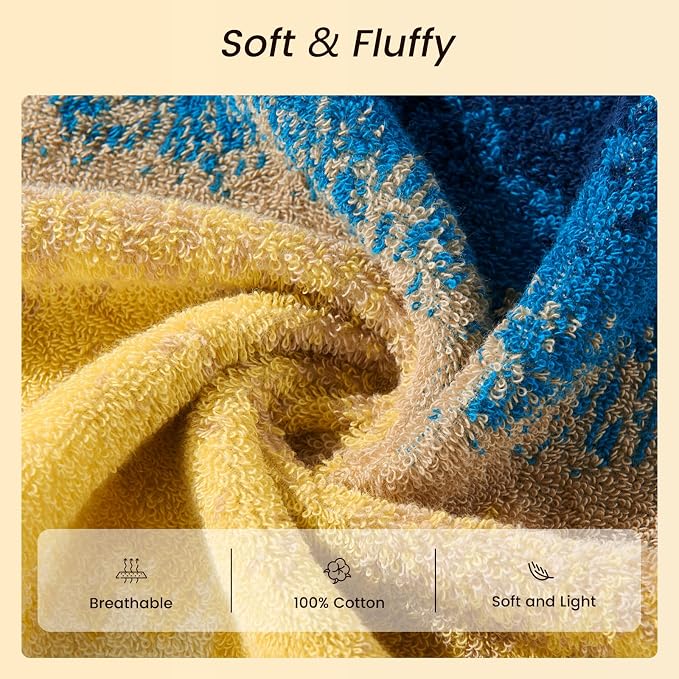 SEMAXE Colorful Bath Towel Set, 100% Cotton Bathroom Towels - Image 2