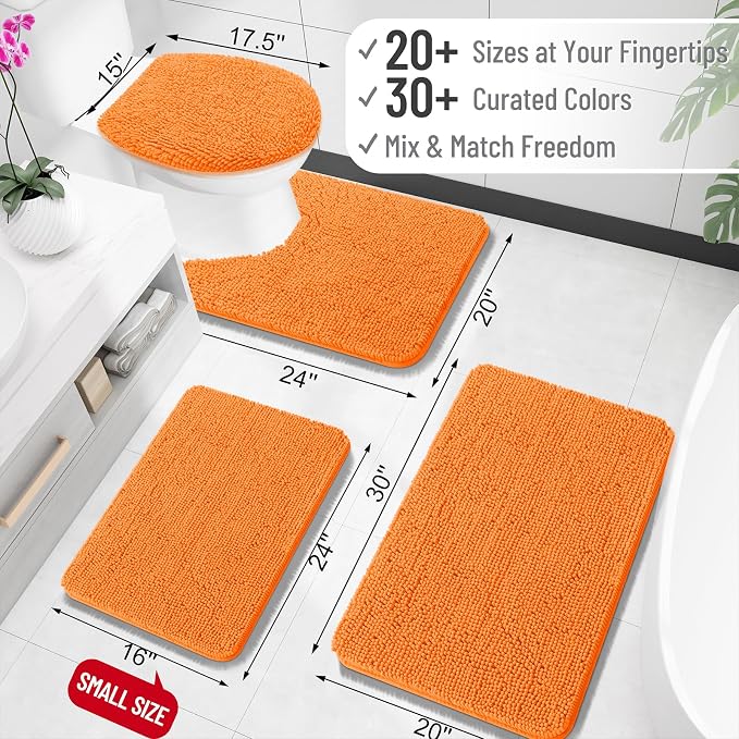 OLANLY Bathroom Rugs 24x16, Extra Soft Absorbent Chenille Bath Rugs, Rubber - Image 2
