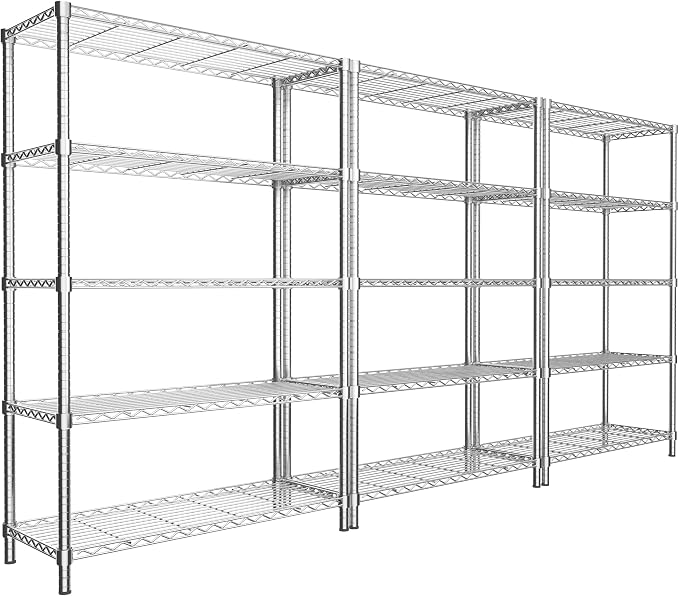 Storage Shelves Heavy Duty, 5-Tier Adjustable Metal Industrial Utility Shelf by ROOMTEC
