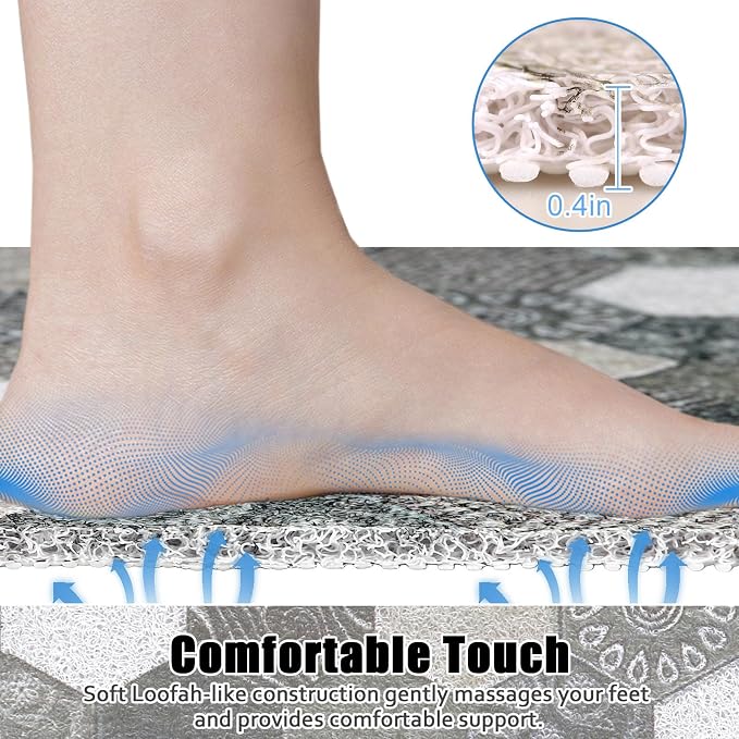 Large Shower Mat Non Slip, 36x36 Inch Shower Floor Mat - Image 4