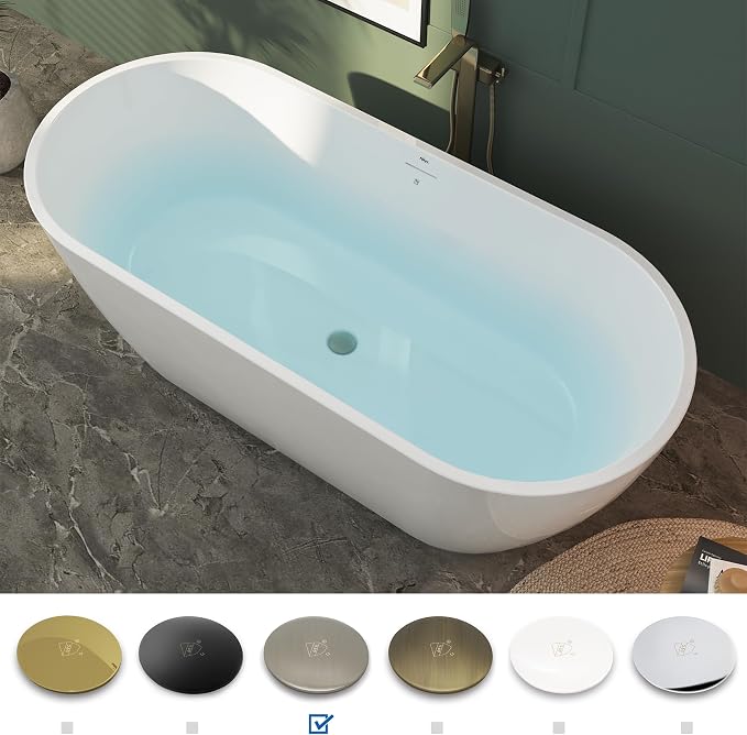 FerdY 67" Bali Elite Acrylic Freestanding Bathtub, Gracefully Shaped - Image 3