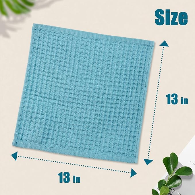 Cleanbear Lake Blue Waffle Washcloths 12 Pack, 13 x 13 Inches, Lightweight and - Image 2