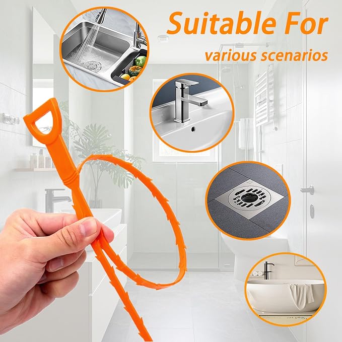 6PCS 25inch Drain Clog Remover Tool, hair clog remover tool, sink snake drain - Image 4