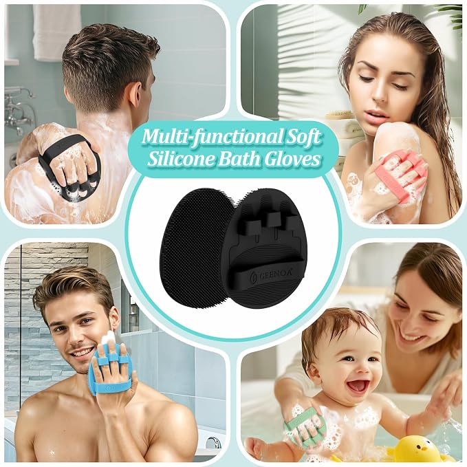 Soft Silicone Bath Gloves 2PCS, 360° Anti-Slip & Enlarged Silicone Body Scrubber - Image 6