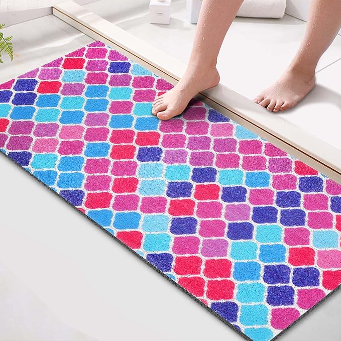 godehone Shower Mats Non Slip Without Suction Cups, PVC Loofah Bathroom Mats by godehone