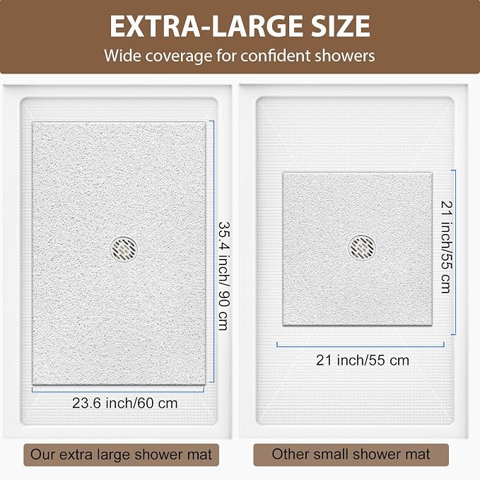 Shower Mat Non Slip: 35.4 x 23.6 Inch Extra Large Shower Mats - Image 3