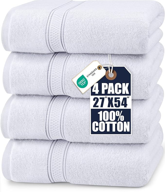 Utopia Towels 4 Pack Premium Bath Towels Set, 27 by 54 Inches, 100% Ring Spun by UTOPIATOWELS