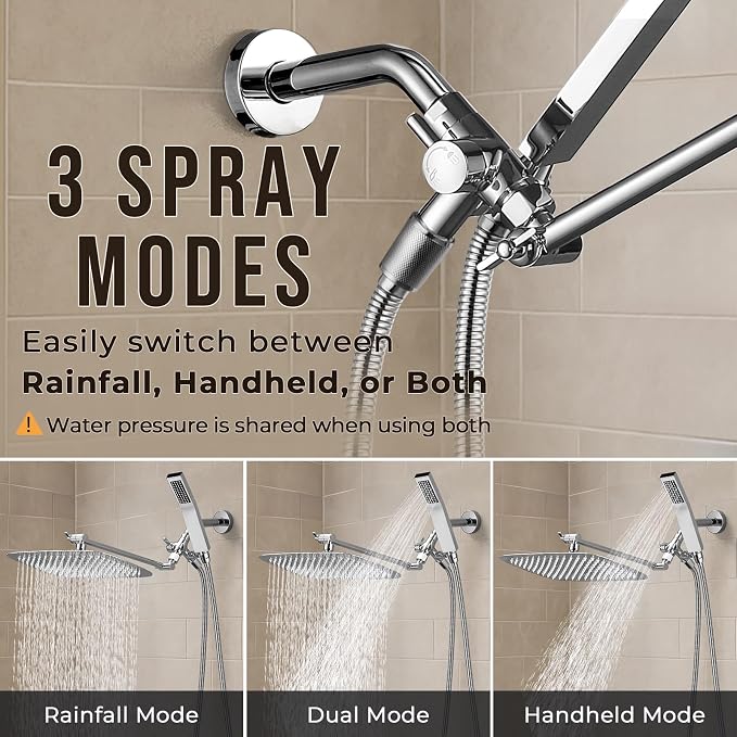 G-Promise All Metal 16 Inch Dual Square Shower Head - Image 3