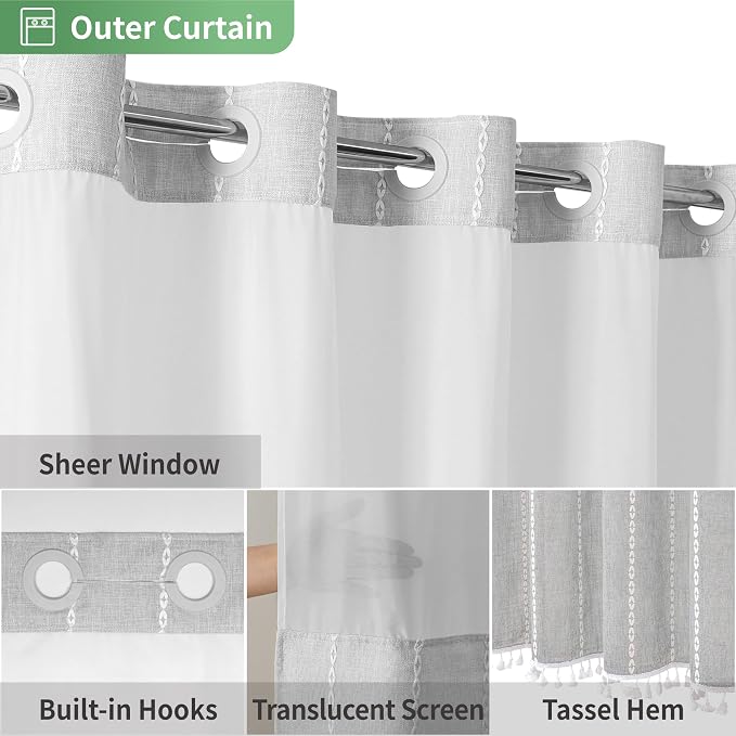 No Hook Stall Shower Curtain - Image 4