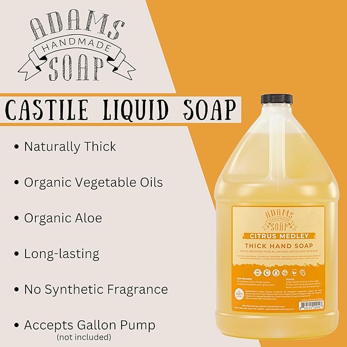 Adams Handmade Soap Thick Organic Castile Liquid Hand Soap 1 Gallon Refill - Image 3