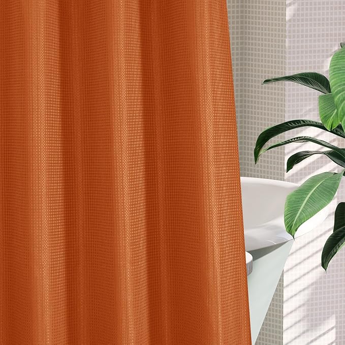 MitoVilla Orange Long Shower Curtain Liner Set 72 x 80, No Hooks Needed 80 inch - Image 5