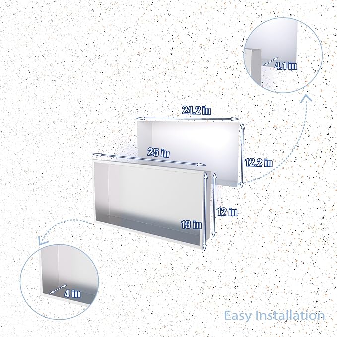 No Tile Needed Shower Niche for Shower Room Storage, Recessed Wall Niche Insert - Image 5